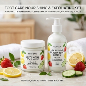 Lotion nourrissante hydratante pour les pieds, masque exfoliant pour les pieds, parfum citron/fraise/concombre à la vitamine C pour adultes - Product Image 2