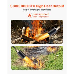 Torcia a Propano ad Alta Potenza 1.800.000 BTU per Bruciare Erbacce, Resistente con Tubo da 3 Metri, Fiamma Turbo Regolabile a Tre Punte, Diserbatrice Manuale - Product Image 2