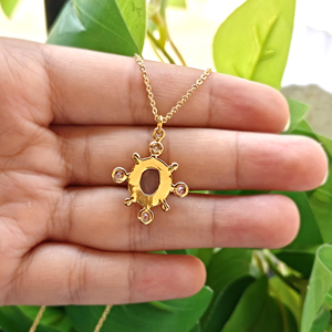 Collier pendentif en or plaqué 18 carats avec quartz hydro à coupe damier et petites pierres CZ roses, chaîne en laiton massif, idéal pour les cadeaux - Product Image 2