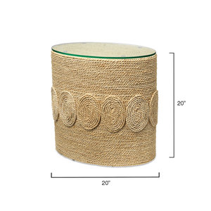 Mesita de noche o mesa auxiliar con acento superior de cristal, muebles para sala de estar - Product Image 5