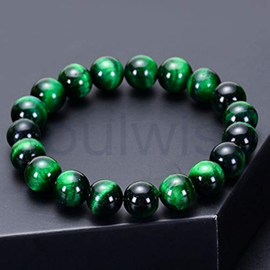Pulsera de Ojo de Tigre Verde de 10 mm de Divine Solutions - Regalo Unisex con Patrón de Paz para Hindúes - Product Image 3