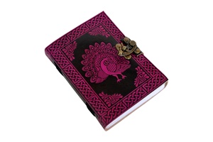 Violet Paon Design En Relief 100% En Cuir Véritable Journal Écriture Antique À La Main Cahier Ou Journal Avec Laiton Antique C-Lock - Product Image 3