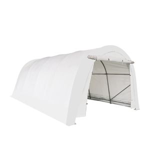 Abri pour voiture robuste 12FT X 20FT avec couverture en tissu PE 11 OZ et structure en acier galvanisé, style simple, toit arrondi, porte avant à enroulement - Product Image 2