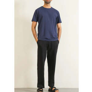 Camiseta de Cuello Redondo Azul Marino para Hombre, 100% Mezcla de Algodón, Corte Regular Informal, Manga Corta, Secado Rápido - Product Image 3