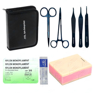 Complete Surgical <b>Practice</b> Set with Durable Silicone Skin <b>Pad</b> Medic Instrument Medical Student Training Suture Kit - Product Image 1