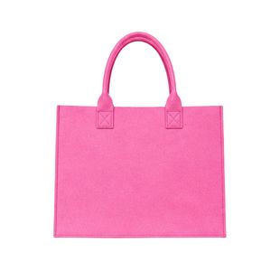 กระเป๋าผ้าสักหลาดสีชมพู กระเป๋าถือแฟชั่นสำหรับผู้หญิง กระเป๋าช้อปปิ้งแบบใช้ซ้ำได้ กระเป๋าสะพายไหล่ กระเป๋าถือแบบสบายๆ ของขวัญสุดหรู อุปกรณ์เสริมสำหรับใช้ในชีวิตประจำวัน - Product Image 6