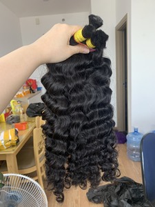 100% extensions de cheveux bouclés humains bruts en vrac vague naturelle et styles de vagues profondes lâches du Vietnam et du Cambodge - Product Image 3