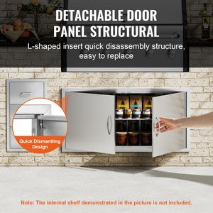 Porta di Accesso BBQ a Incasso in Acciaio Inox 42W X 21H Pollici per Cucina Esterna, Accessori per Mobili da Cucina Verticali - Product Image 1