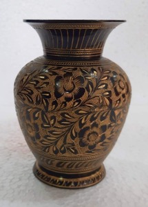 Golden Metal Vase With Dried <b>Flowers</b> Glam Decorative Piece - Product Image 2