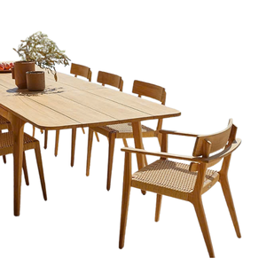 Ensemble de meubles de jardin OEM/ODM, ensemble de salle à manger d'extérieur, table et chaises en bois ou en aluminium, 4/6/8 places, coussins personnalisés - Product Image 6