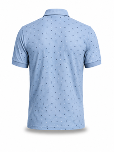 เสื้อเชิ้ตแขนสั้นสีฟ้าอ่อนสำหรับผู้ชาย ผ้าถักโพลีเอสเตอร์ผสมคอตตอน ระบายอากาศได้ดี สไตล์ลำลอง รับทำโลโก้ด้านหน้า บริการ OEM - Product Image 3