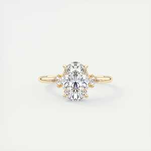 Anillo de compromiso de 2.10 ct con centro ovalado y piedras laterales en forma de cometa, en oro blanco de 14K, cultivado en laboratorio - Product Image 3