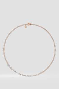 สร้อยคอเทนนิสเพชรเม็ดกลมผสมแบบพรีเมียม 9KT 10KT 14KT 18KT เงินสเตอร์ลิง เครื่องประดับหรูหราสำหรับงานแต่งงาน ของขวัญสำหรับผู้หญิง - Product Image 4