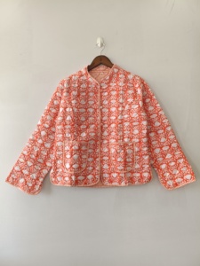 Veste matelassée en coton imprimé floral réversible, faite à la main, style bohème, pour femme, été/hiver - Product Image 1