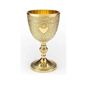 Calice médiéval vintage en laiton doré fait main, cadeaux Renaissance pour mariage, anniversaire, articles de cérémonie originaux - Product Image 4