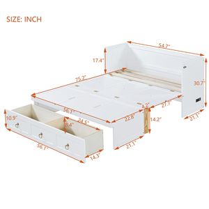 Letto a scomparsa matrimoniale bianco con comoda porta USB e ampio cassetto - Product Image 3