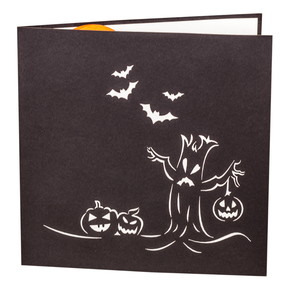 Carte de vœux 3D pop-up de luxe personnalisée, thème arbre hanté d'Halloween, faite à la main, en papier, citrouille d'Halloween, fabricant OEM/ODM - Product Image 5