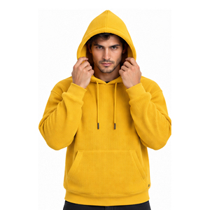 <b>Mens</b> Waffle Knit Hoodie Long Sleeve Pullover <b>Thermal</b> Casual Streetwear Winter Gym Sports Hooded Sweatshirt Custom Wholesale Wear - Product Image 6