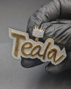 Colgante con Nombre Teala, Plata 925, Chapado en Oro de 18K, Letra con Moissanita y Corona, Estilo Hip Hop, Joyería Temática, Regalo - Product Image 6