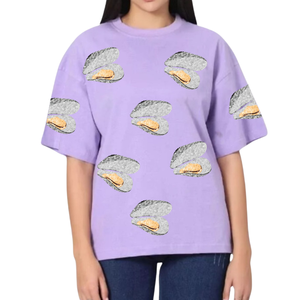 Servicio OEM: Camiseta Casual de Algodón 100% de Calidad, Holgada y Oversize, con Lentejuelas, para Mujer, Colorida, de Temporada, para Festivales, Personalizada, de Moda - Product Image 3