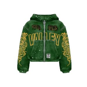 เสื้อฮู้ดซิปพิมพ์ลายเพชรคุณภาพสูง ดีไซน์ใหม่ ผู้ชาย ผ้าฝ้าย 100% สั่งทำพิเศษ ทรงปกติ สไตล์ดิสเทรส - Product Image 6