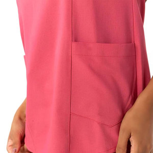 Conjunto de Uniforme Médico Unisex Rosa, Top de Manga Corta con Cuello en V y Bolsillos, Pantalones Rectos, Uniformes de Hospital, Mezcla de Algodón y Poliéster Tejido, Personalizable - Product Image 5
