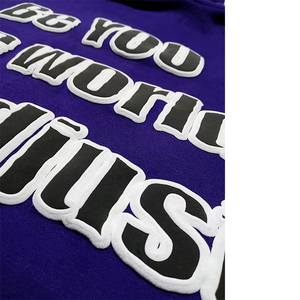 Sudadera con capucha y cremallera completa de precio razonable, estilo Hip Hop, negra con lavado ácido, personalizada con estampado en relieve - Product Image 5