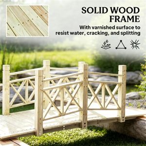 Passerella Pedonale in Legno, Elegante Ponte da Giardino, Ornamenti per Giardino - Product Image 3