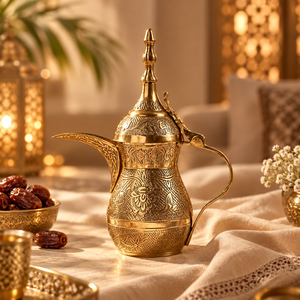 Middle Eastern Style <b>Metal</b> <b>Coffee</b> <b>Pot</b> With Ornate Carving For Tea Drinking - Product Image 3