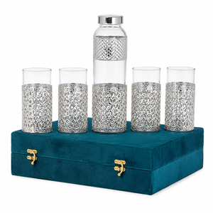 Juego de Botellas de Vidrio Transparente de Lujo de 4 Piezas con 3 Vasos y Caja de Almacenamiento Decorativa |   Juego de Regalo de Vajilla - Product Image 3