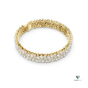 13.5 CTW Yellow <b>Gold</b> Pear and Marquise Lab Grown Diamond Floral Link Bracelet in 18K <b>Solid</b> <b>Gold</b>, 7 Inch Luxury Statement Jewelry - Product Image 2