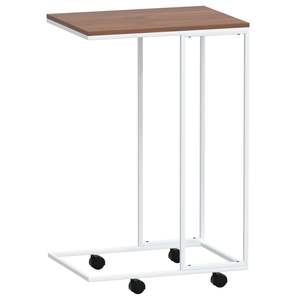 Mesa Auxiliar Pequeña y Portátil de Madera Sintética y Hierro en Blanco y Marrón para Sala de Estar - Product Image 5