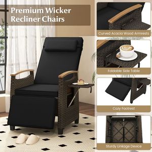 Adjustable <b>Backrest</b> and Footrest Patio Wicker Recliner Chair Garden Chairs - Product Image 6