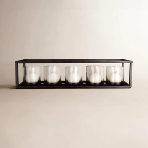 Modern Black Steel Candle Stand with 5 <b>Glass</b> Holders for Home Decoration <b>Heat</b> <b>Resistant</b> Design - Product Image 3