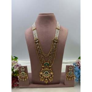 Indian Ethnic Charita Heritage 24K Gold Plated Long Necklace & Earring Set - Product Image 1