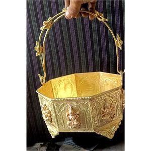 Silver Plated Kalash Luxury Ashta Lakshmi <b>Lota</b> Embossed Brass Pooja Water Pot Indian Festival Spiritual Gift Decorative Vase - Product Image 6
