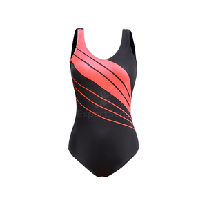 Maillot de bain une pièce unisexe Vithas Industry avec logo frontal, motif rayé, effet ventre plat, grandes tailles, sans coutures, 100 % polyester - Product Image 5
