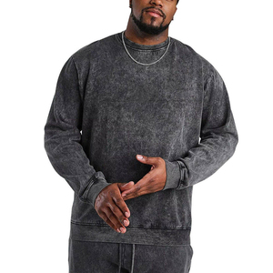 High Street Hot Selling Winter Acid Washed Custom <b>Embroidery</b> Logo 100% Cotton Men's Outdoor Breathable Sweatsuits Tracksuits <b>Set</b> - Product Image 6