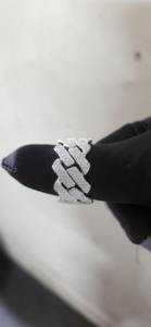 Luxury Geometric <b>Cocktail</b> <b>Ring</b> 925 Silver Rhodium Plated Pave Setting Diamond Unisex Everyday Wear - Product Image 3