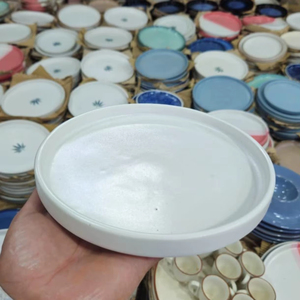 Minimalist White Ceramic Dinner Plate with Leaf Print Modern Stoneware Serving Plate Eco-Friendly Tableware - Product Image 3