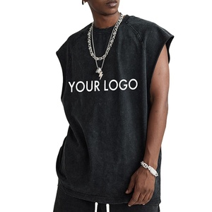 Custom High Quality Gym Wear Blank Sleeveless T-Shirt Cotton Tank <b>Top</b> Custom Logo <b>Distressed</b> Singlets for Men - Product Image 1