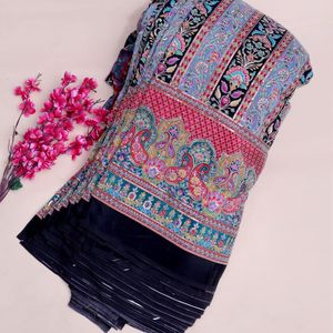ผ้าไหมเครปพิมพ์ลาย AMBICA พรีเมียม ปักลายดอกไม้สีสันสดใส ลายพิมพ์เพสลีย์หนาแน่น สำหรับเสื้อผ้าและของตกแต่งบ้าน - Product Image 4