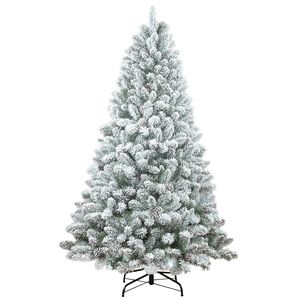 Árbol de Navidad Artificial de PVC Preiluminado de 7 pies con Ramas Articuladas y Piñas Decorativas - Product Image 1