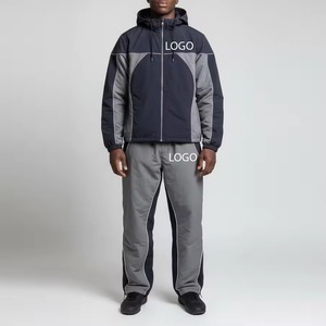 OEM/ODM Custom Logo Reflective 2pcs Jogging <b>Nylon</b> <b>Tracksuit</b> <b>Mens</b> Windbreaker <b>Nylon</b> Sets White Pipping Stripes <b>Tracksuit</b> for <b>Men</b> - Product Image 1