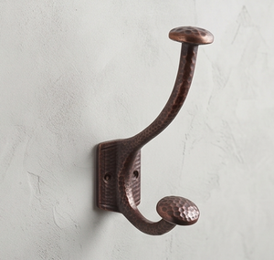Artisanal Rustic Metal Wall Mounted Double <b>Hook</b> Handmade Copper Finish <b>Coat</b> Rack For Storage Organization Home <b>Decoration</b> - Product Image 1