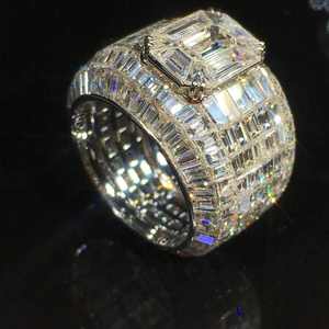 Bague Exquise Personnalisée en Moissanite Baguette Sertie, en Argent Sterling 925 Plaqué Or, Style Hip Hop, Bague de Luxe Tendance, Idéal Cadeau - Product Image 4