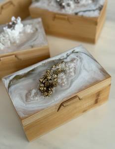 Eco-Friendly Crystal Resin Hand-painted Jewelry <b>Box</b> Handmade Bamboo <b>Keepsake</b> Storage - Product Image 2