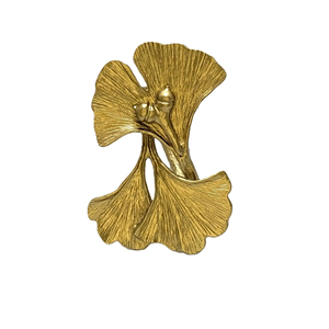 Anneau de serviette élégant en métal finition or, motif feuille, parfait pour la table à manger et la décoration d'occasions spéciales, boucle à serviette en provenance d'Inde - Product Image 1