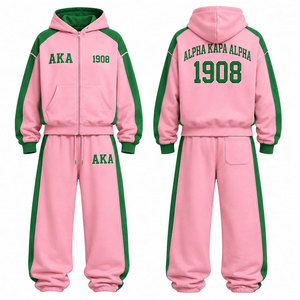 Ensemble de survêtement rose à capuche Alpha Kapa Alpha, sweat-shirt à manches longues et pantalon, imprimé lettres 1908, style urbain, écologique, décontracté - Product Image 1