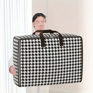 Extra Large Capacity Houndstooth Portable <b>Quilt</b> Storage Bag Multifunctional Moving Packing Bag Seasonal Clothes Organizer - Product Image 3